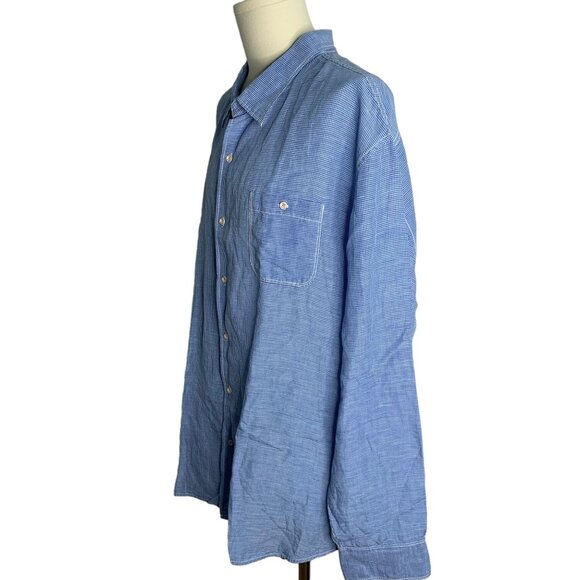 Tommy Bahama Mens Blue Button-Up Shirt Long Sleeve 3XL Linen Tencel Blend - Picture 3 of 6